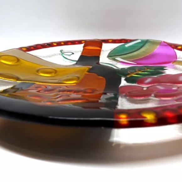 Lori Siebert by Silvestri Glass Fusion Wine & Cheese Design 11" Plate - Picture 8 of 8
